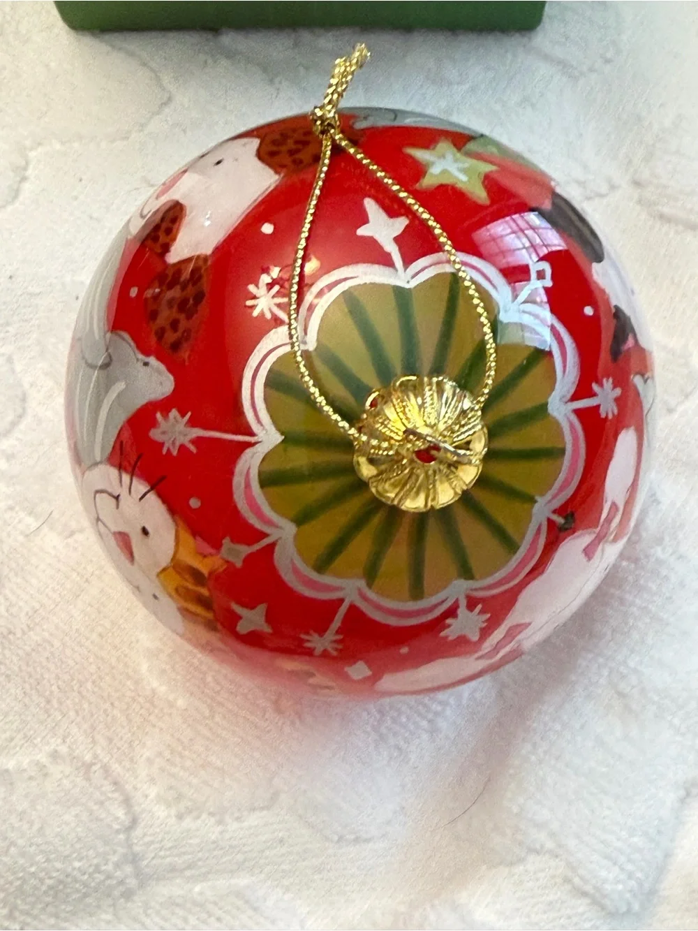 Pier one li Bien Red Hand-Painted Dog Angel Glass Christmas Ornament